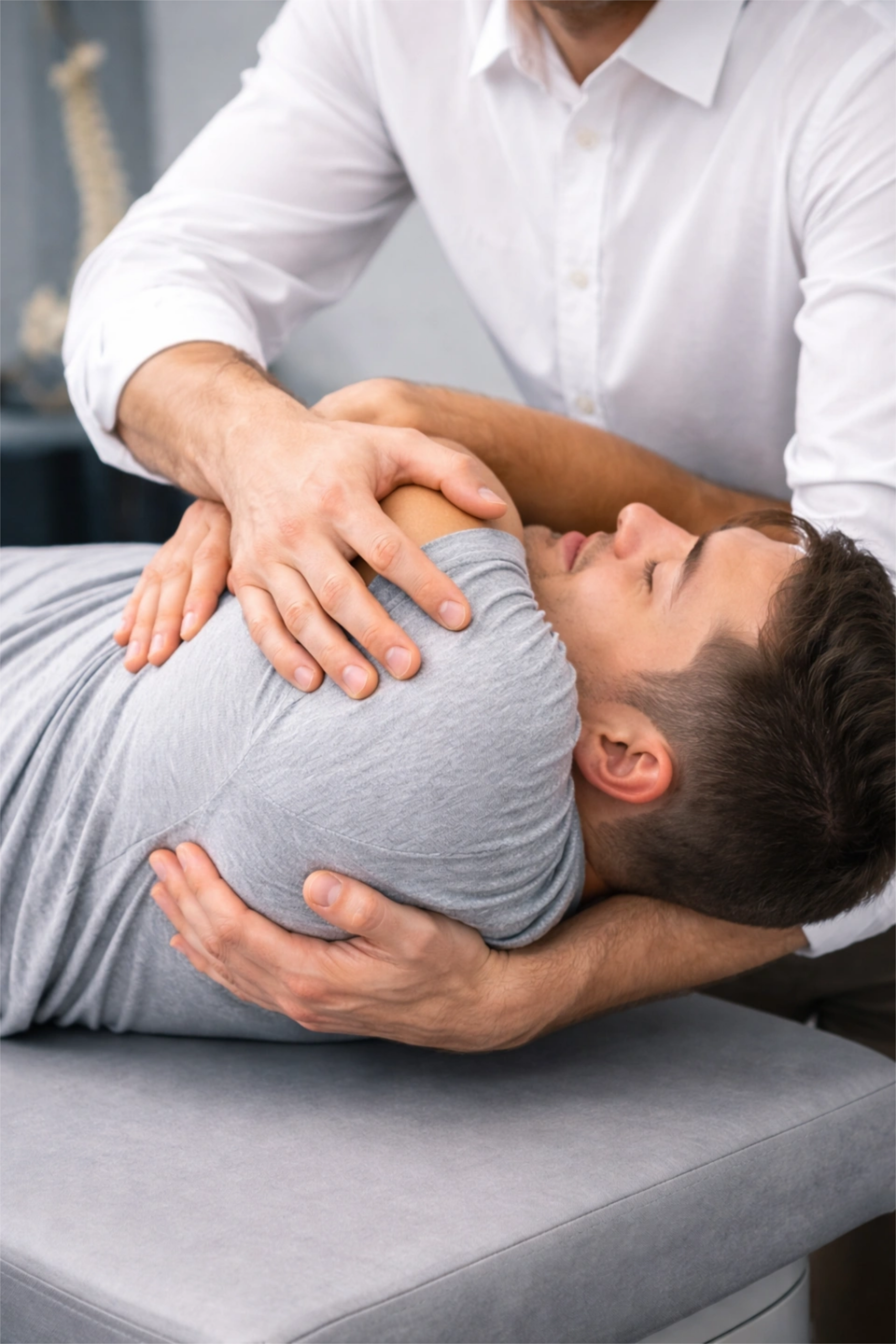 Photo of Meir treating a patient